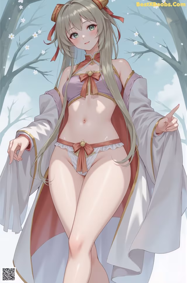 A woman in a kimono is standing in the snow.